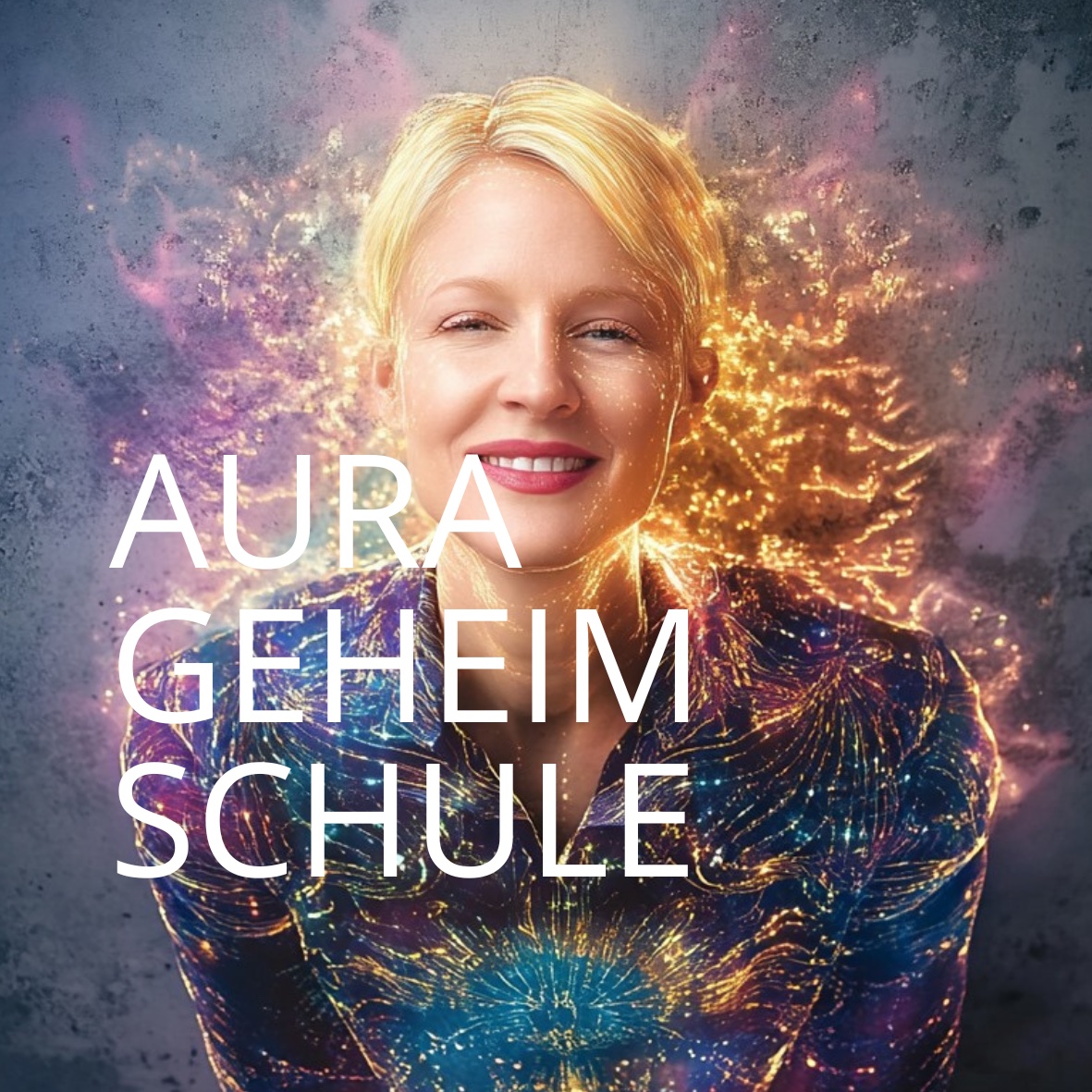 Annette Böhmer umgeben von leuchtenden Aura-Farben